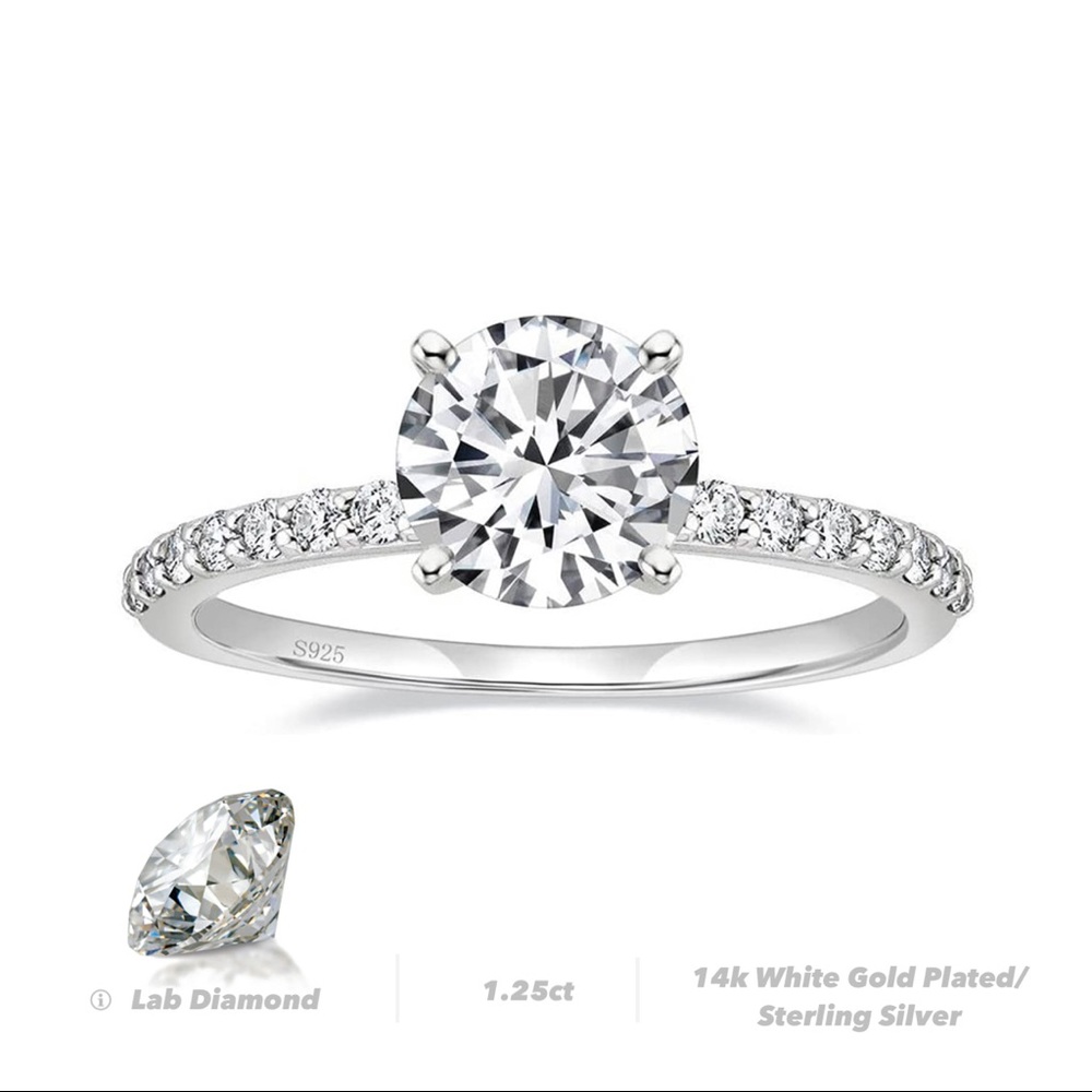 1.25 ct Simulated Diamond Ring Sterling Silver